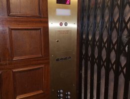 Brand new elevator panel inside cab at California St.